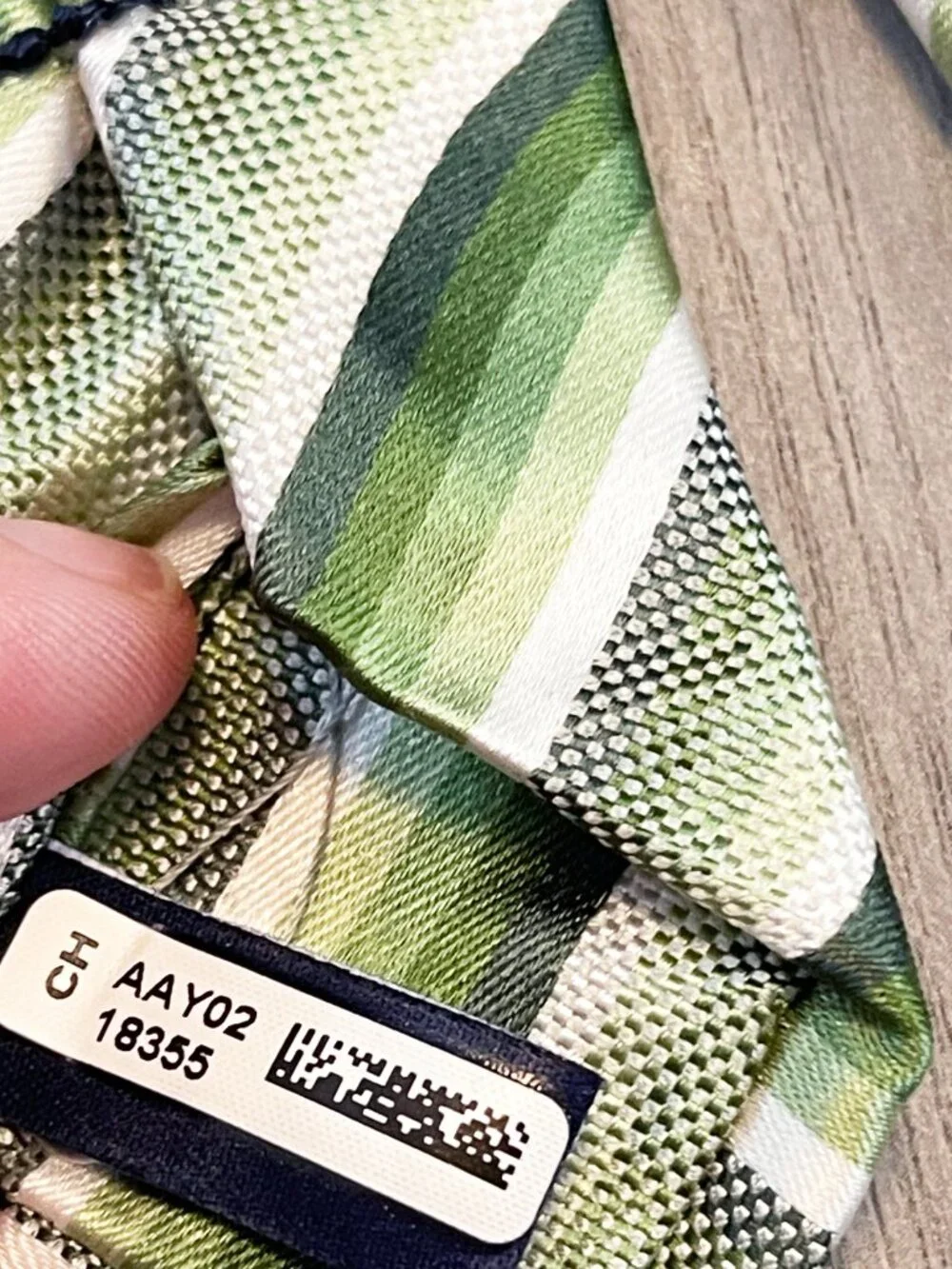 Geoff Nicholson 100% Silk Green Striped Tie Made in Italy Wedding Business